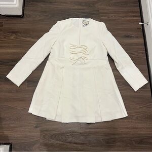 Tuckernuck Elegant White Crepe Blair Bow Coat Dress